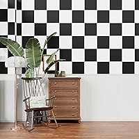 Vista 6 de Oxdigi Rollo de vinilo autoadhesivo para suelos de 24 x 118 pulgadas / 19 pies cuadrados, azulejos de vinilo autoadhesivos en blanco y negro