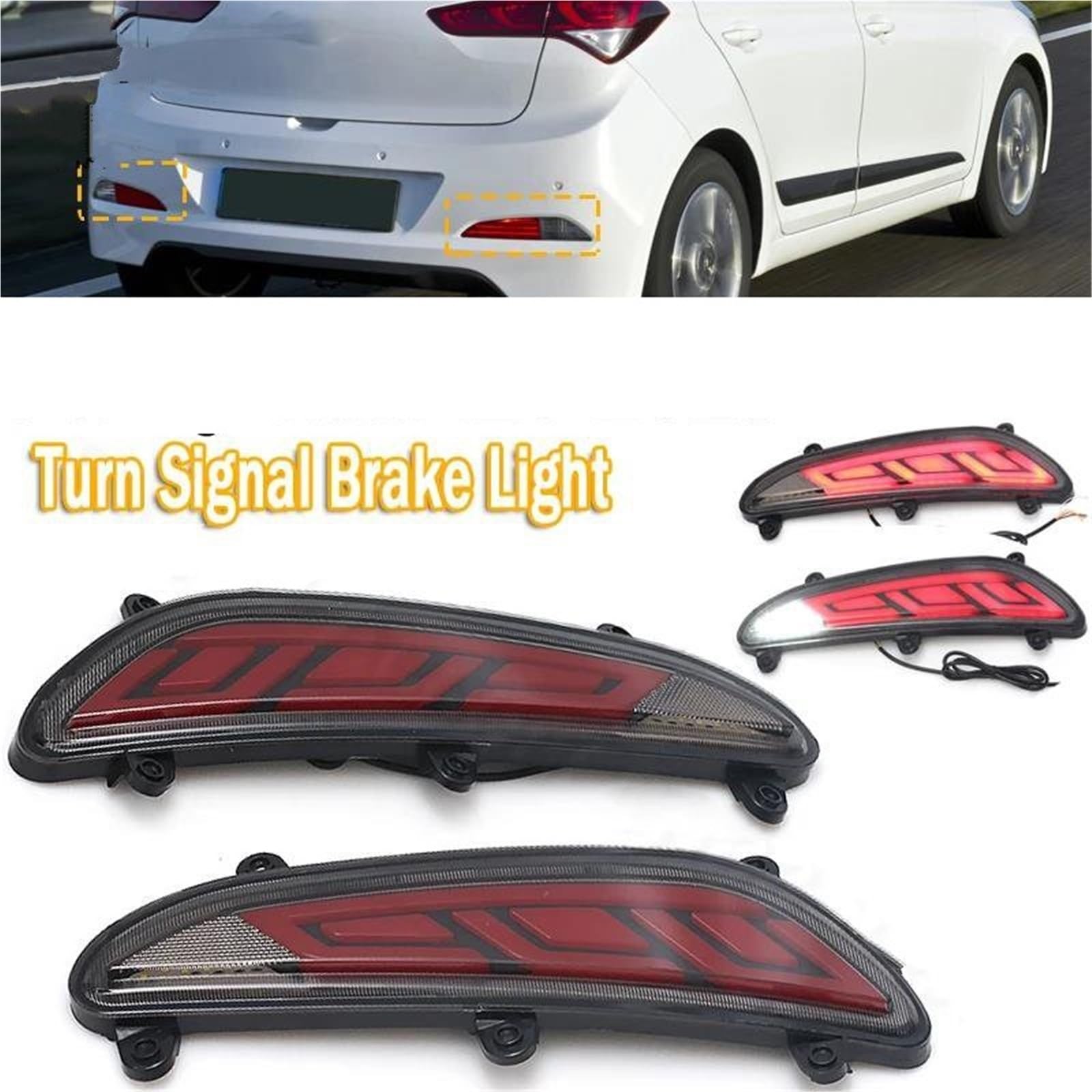 Genérico Luz De Freno LED Para Parachoques Trasero, Advertencia, Giro, Marcha Atrás, Circulación Para Hyundai Para I20 2015 Intermitente Espejo Lateral