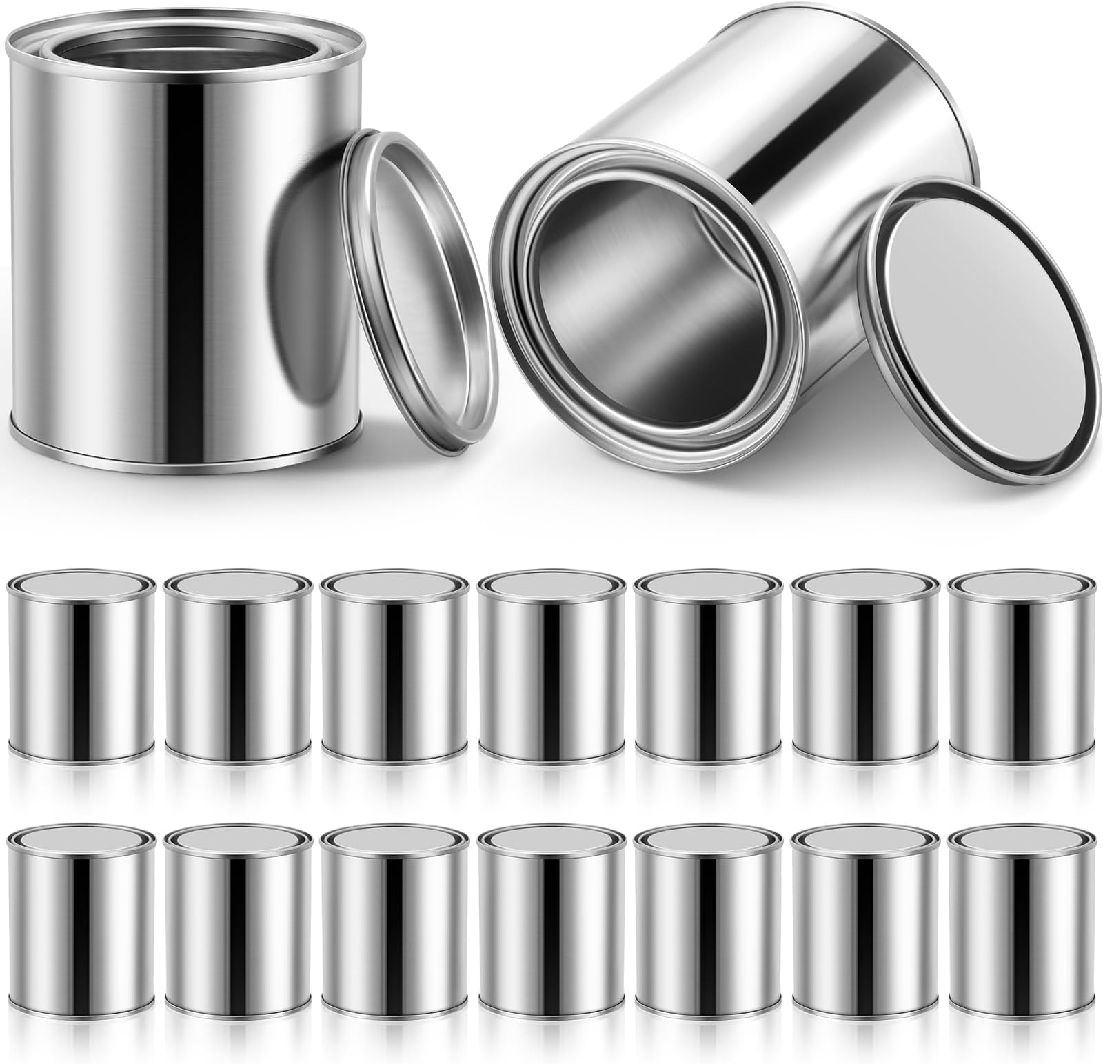 Vesici 16 Pack Unlined Can 0.84 Pint Empty Metal Paint Cans with Lids Small Paint Can Multipurpose Paint Pail Paint Buckets Paint Storage Containers for Paints Crafts DIY Project Solvents Adhesives