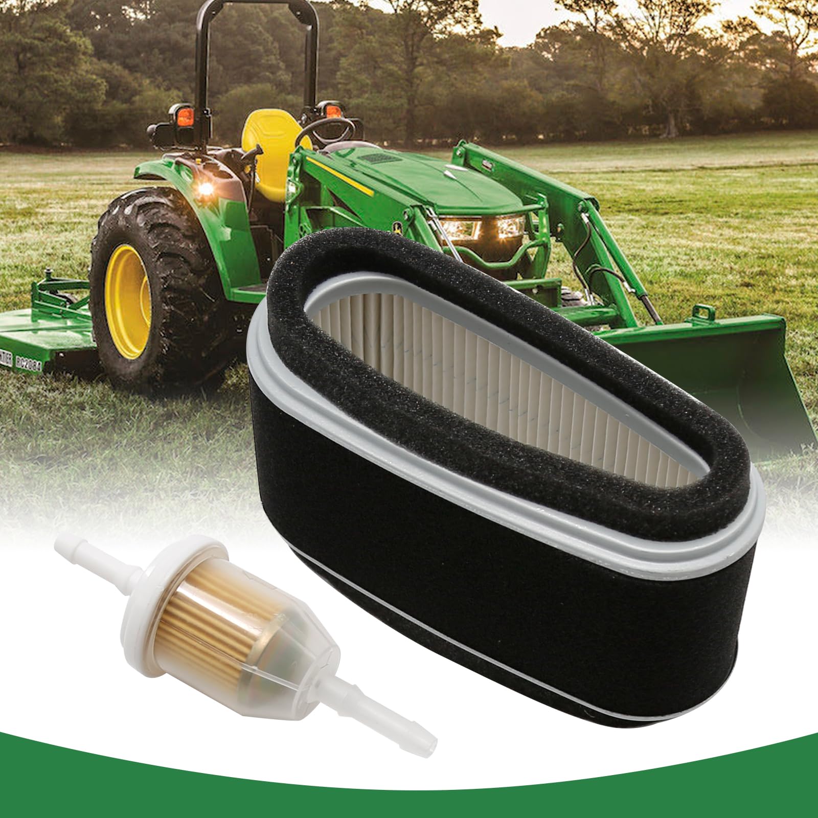 HIFROM 11013-2110 Filtre à Air Avec Pré-filtre Bougie D'allumage Filtre à Carburant Valve D'arrêt Kit De Remplacement Pour Kawasaki FC400V FC420V 14 HP 4 Temps Moteur Tondeuse à Gazon Kit D'entretien