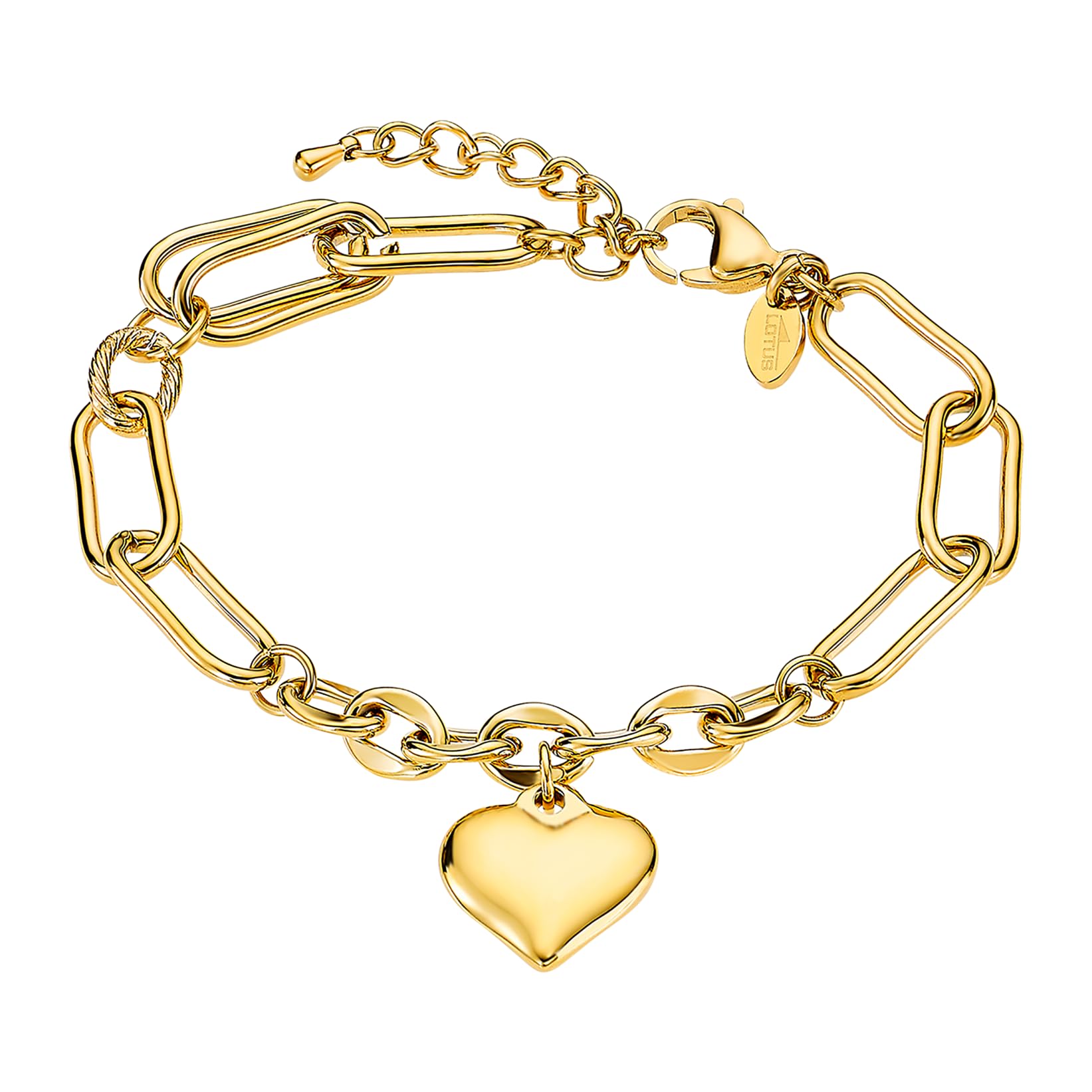 LOTUS STYLE LOTUS STYLE Pulsera Acero Inoxidable Mujer LS2334-2/2 Corazón - Sofisticado Brazalete con Pulido y Acabado Refinado - Pulsera Dorada 20,8 cm - Regalo de Cumpleaños - Aniversario - Ocasiones Especiales