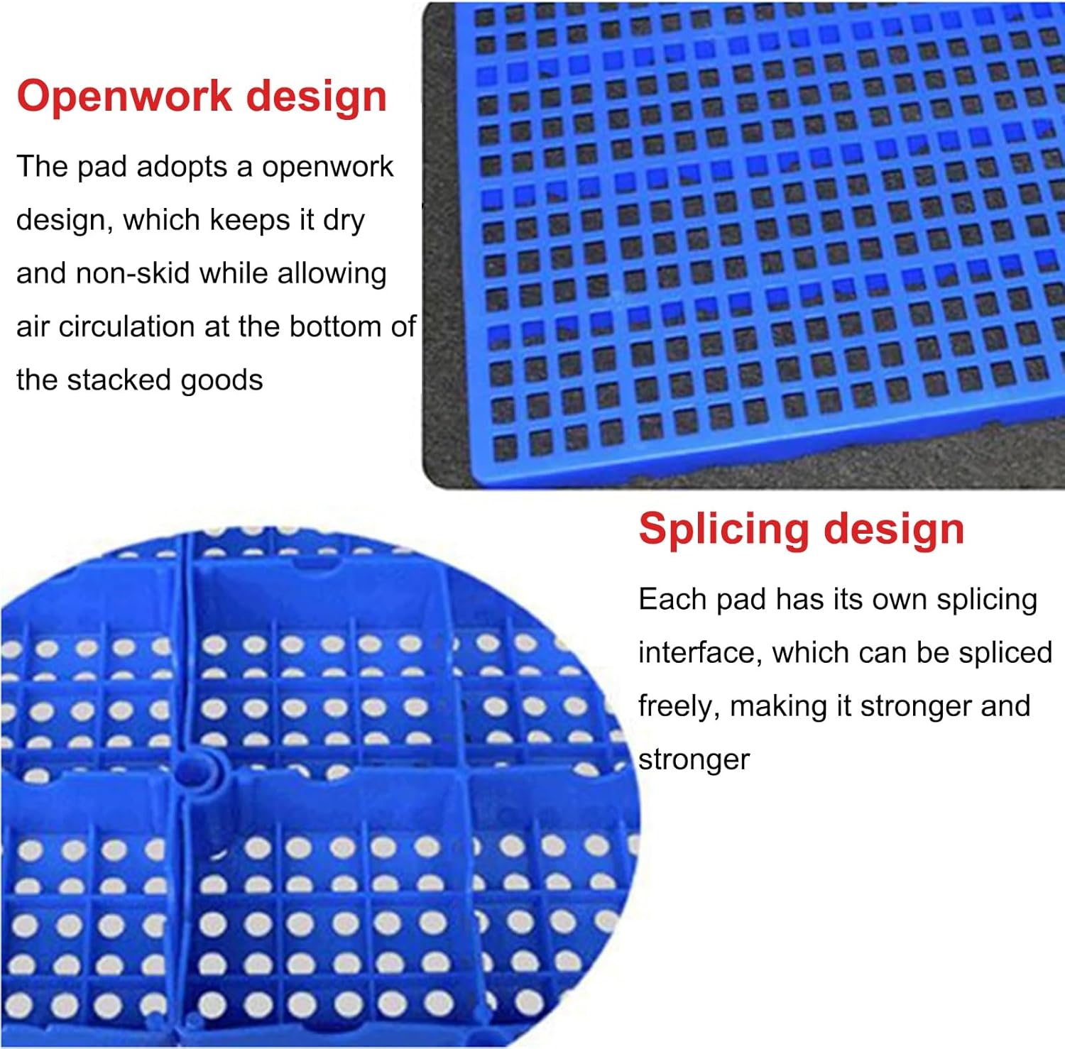 Plastic Pallet, Waterproof Grid Easy to Stack, Durable Floor Pallet,for Basement Storage for Cargo Storage Supermarket(Gray)