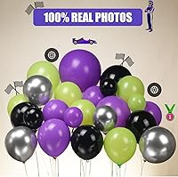 Vista 6 de Globo de Camión Verde Morado Negro Plateado Globos de Ruedas Grandes Guirnalda de Globos Kit de Arco de Globos de Halloween Coche de Carreras