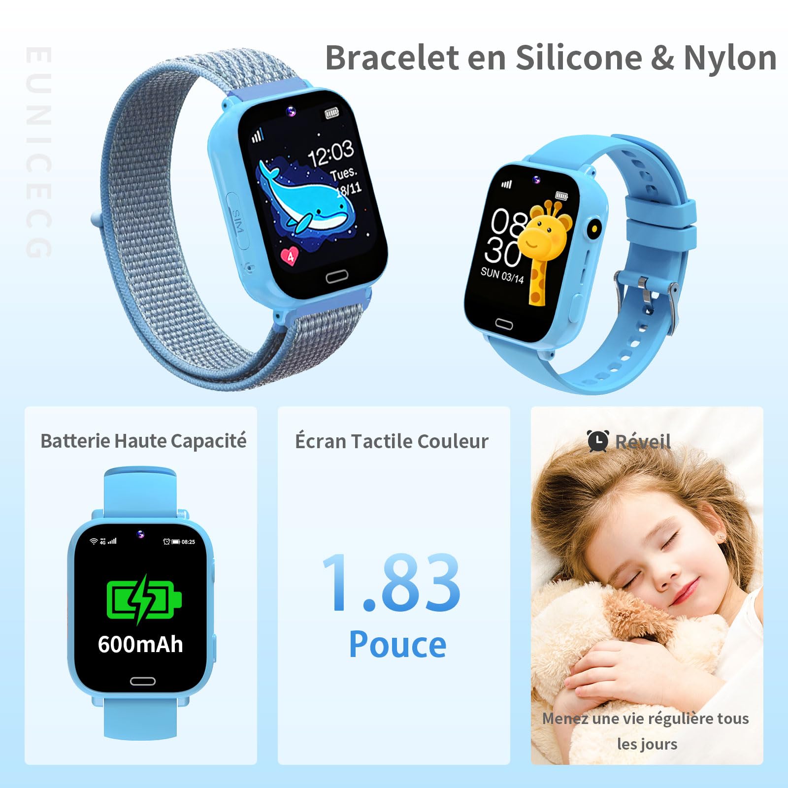 4G Montre Connectée Enfant avec GPS Traceur Téléphone Appel Vidéo