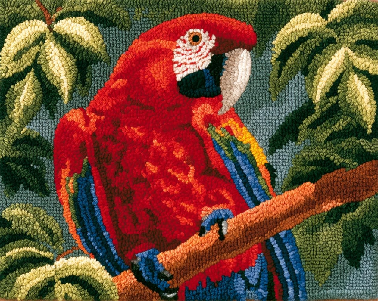 FWRTYCB 3D Latch Hook Rug Kit Parrot in the Tree