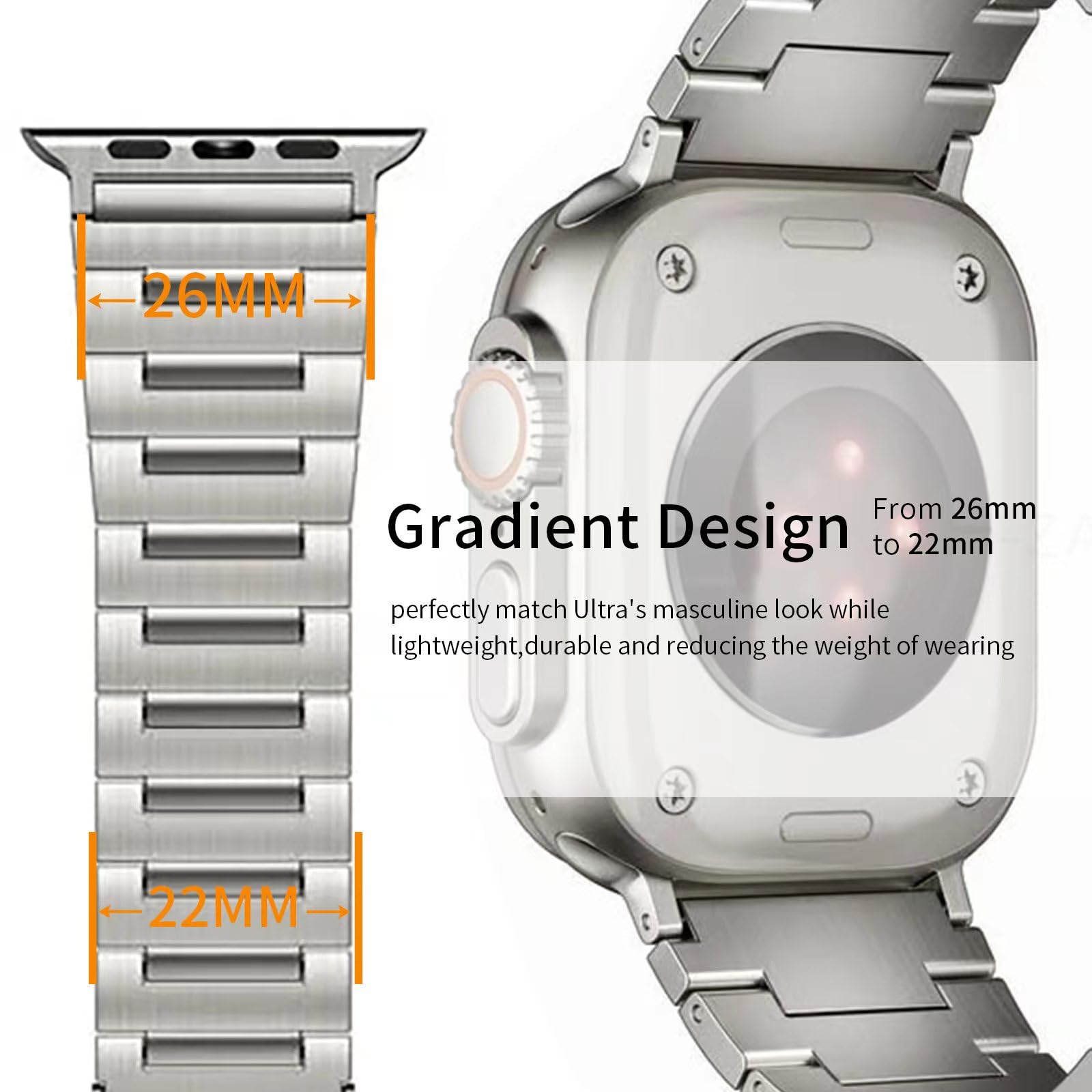 synsing Ultra 2 Titanium Band Compatible with Apple Watch Series 10 46mm Ultra 2 &49mm Metal Band (26mm Width) - Image 2