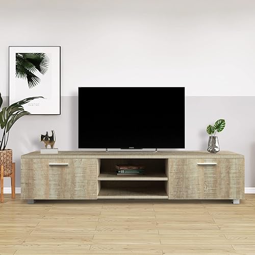 SoarFlash Soporte de TV de granja para televisores de hasta 70 pulgadas mesa central de entretenimiento de madera con armario de almacenamiento para