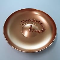 Vista 5 de Cuenca de anclaje de hierro de color cobre de 11 pulgadas de diámetro con cadena de 17 pulgadas para cadenas de lluvia, hierro chapado resistente al