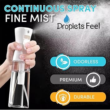 Spray Bottle For Hair, Continuous Mister Empty Spray Bottles, Ultra Fine Mist Water Sprayer for Hairstyling, Cleaning, Plants, Pets, Barbers, Salons, Essential Oil Scents - 2 Pack 10.14 OZ (300ml)