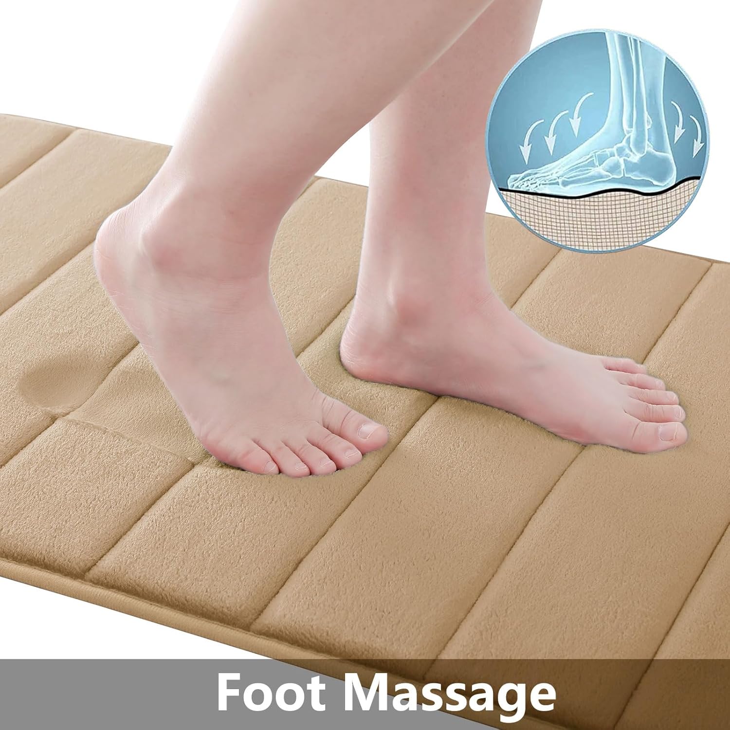 Buganda Memory Foam Bath Mat, 47" x 17", Ultra Soft and Non-Slip Bathroom Rugs, Water Absorbent and Machine Washable Bath Rug Runner for Bathroom, Shower, and Tub, Camel - Image 2