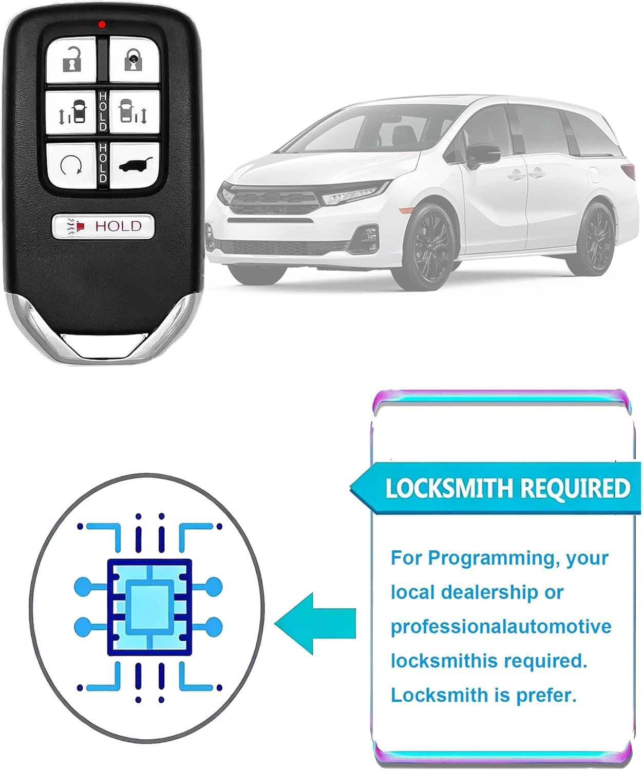 Smart Key Fob for Honda Odyssey 2021-2024, Alliskeys Proximity Key Fob Replacement for Honda Odyssey 2021-2024 KR5T4X 72147-THR-A51 A3C0094730000