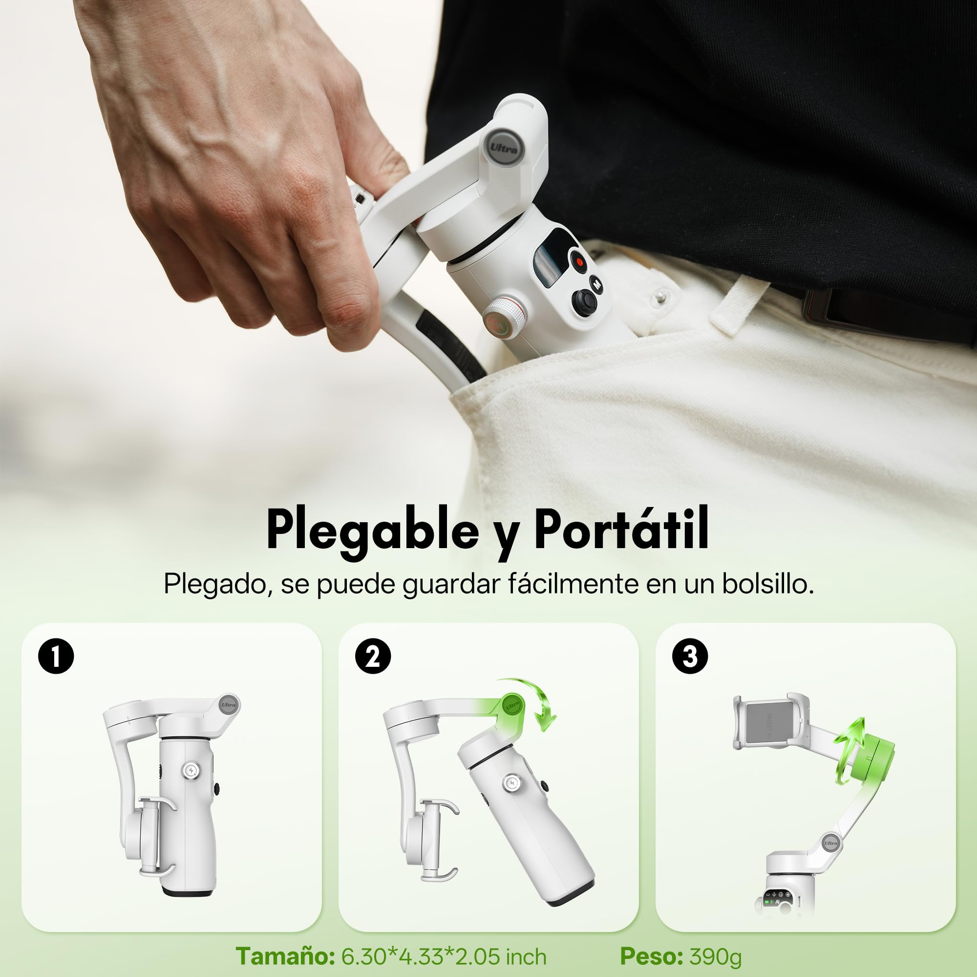 ZHIYUN Smooth Q5 Ultra Estabilizador Móvil con Integrada Luz de Relleno | Gimbal iphone, Barra de Extensión, Trípode, Portátil y Plegable, Estabilizador Smartphone para Volgging, TikTok