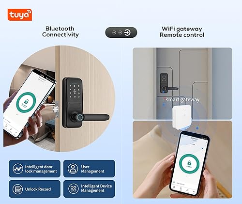 Miniatura 4 de Pulido Puerta de enlace WiFi para cerradura inteligente F140, bloqueo inteligente con control remoto, sistema Tuya, con hasta 128 cerraduras