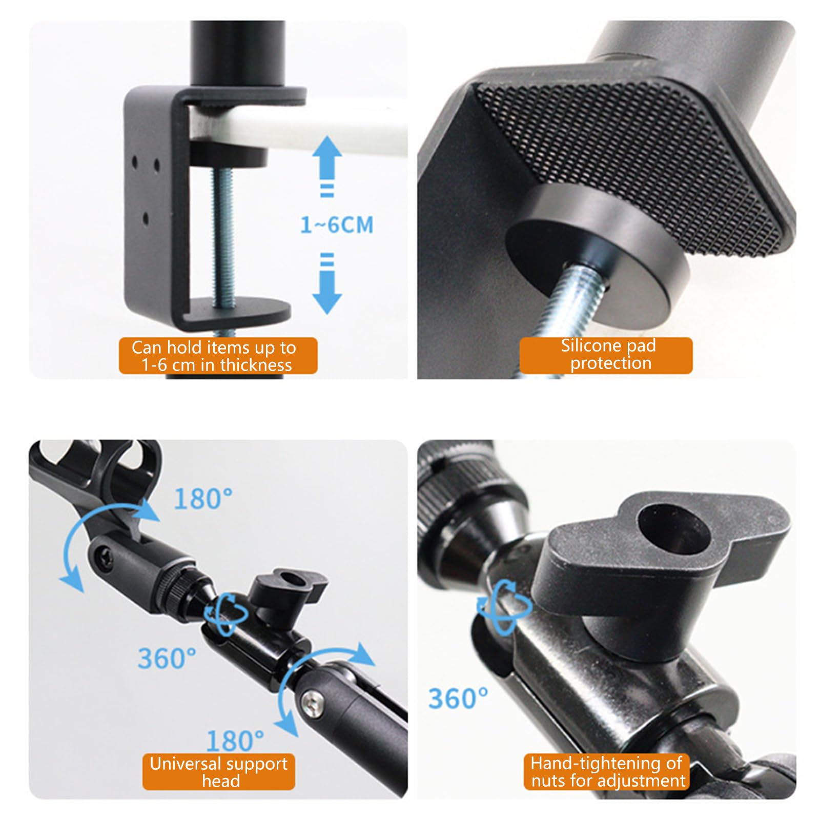 Bras de perche réglable - Construction en acier robuste pour le streaming en studio et la configuration de podcast - Support de microphone - Équipement de studio - Bras de microphone pliable