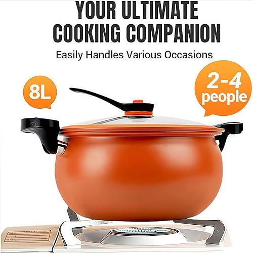 Miniatura 5 de Olla a presión antiadherente multifuncional de gran capacidad, olla a presión de 8 cuartos de galón, cubierta de vidrio transparente visible, mango