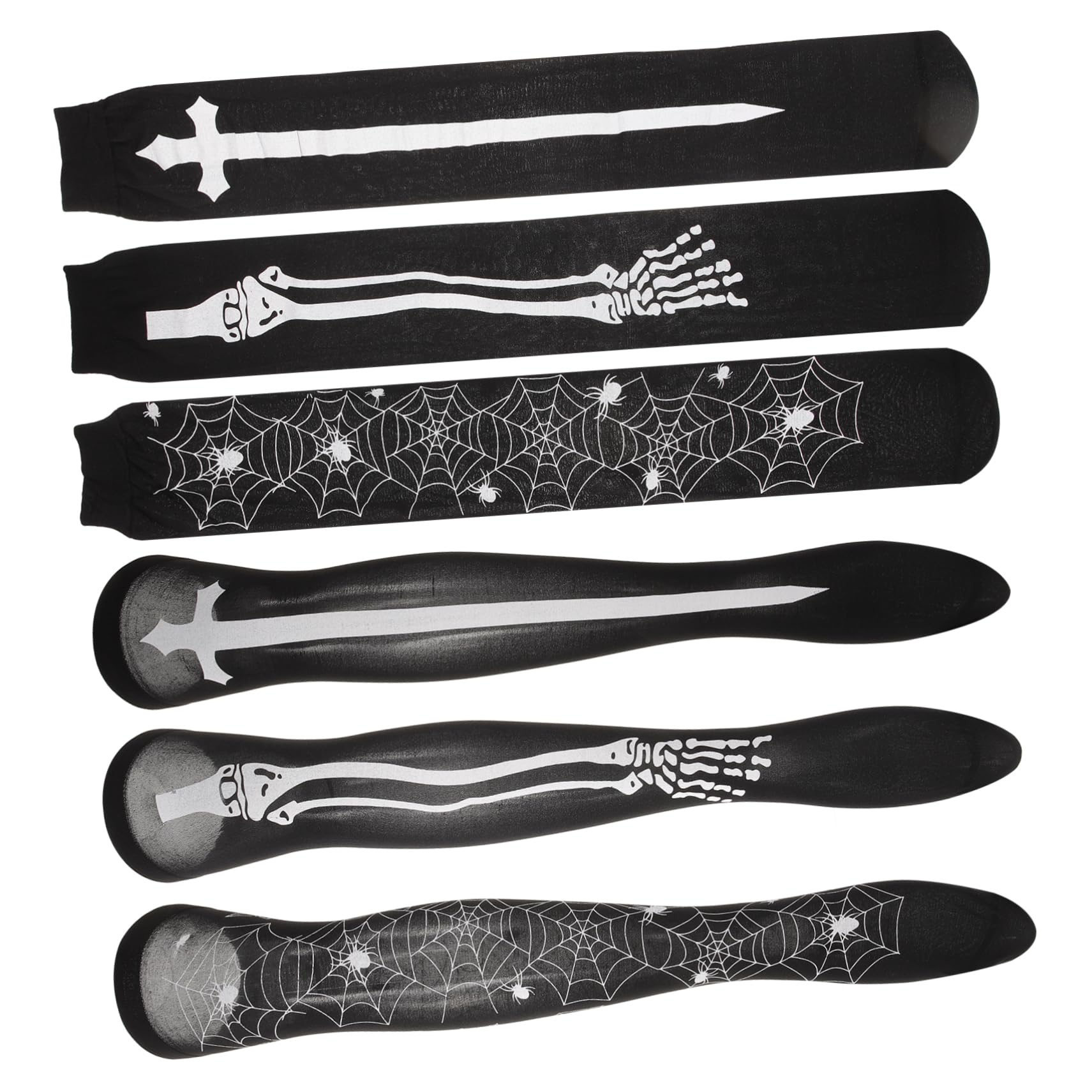 9 Paar Halloween Kleider Halloween Socken Outfits Gothic Socken Strümpfe Maskerade Kostümzubehör Gothic Gruselige Kniestrümpfe Handschuhe Gruselige