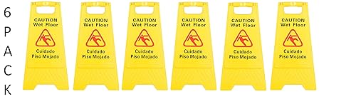 Miniatura 2 de Paquete de 6 carteles plegables para restaurante Caution Wet Mop Bucket Floor Amarillo
