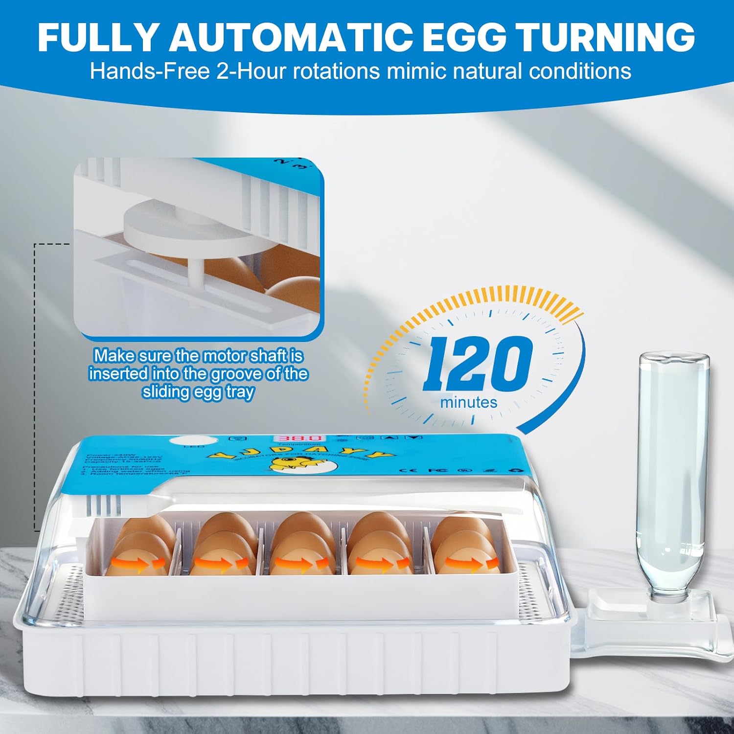 Incubators for Hatching Eggs 15-35 Eggs Incubator with Automatic Egg Turning and ℉Temperature Display LED Candler Poultry Incubator for Hatching Chicken Duck and Quail Incubator (Blue)
