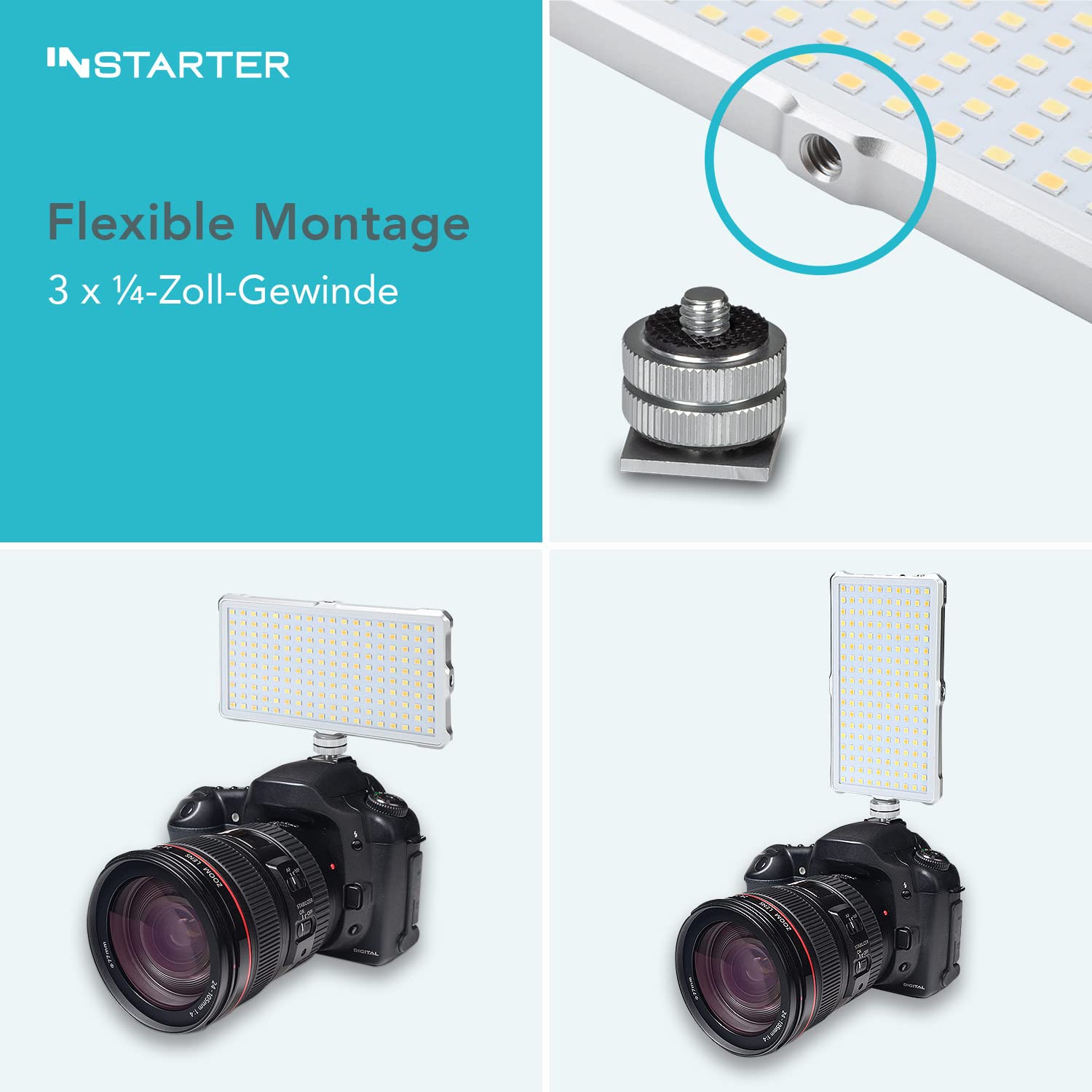 Spectar LED Videoleuchte, Kamera Beleuchtung mit Bi-Color im Pocket-Format, 12 W Videolicht mit Diffusor, Studiolicht mit Powerbank-Funktion