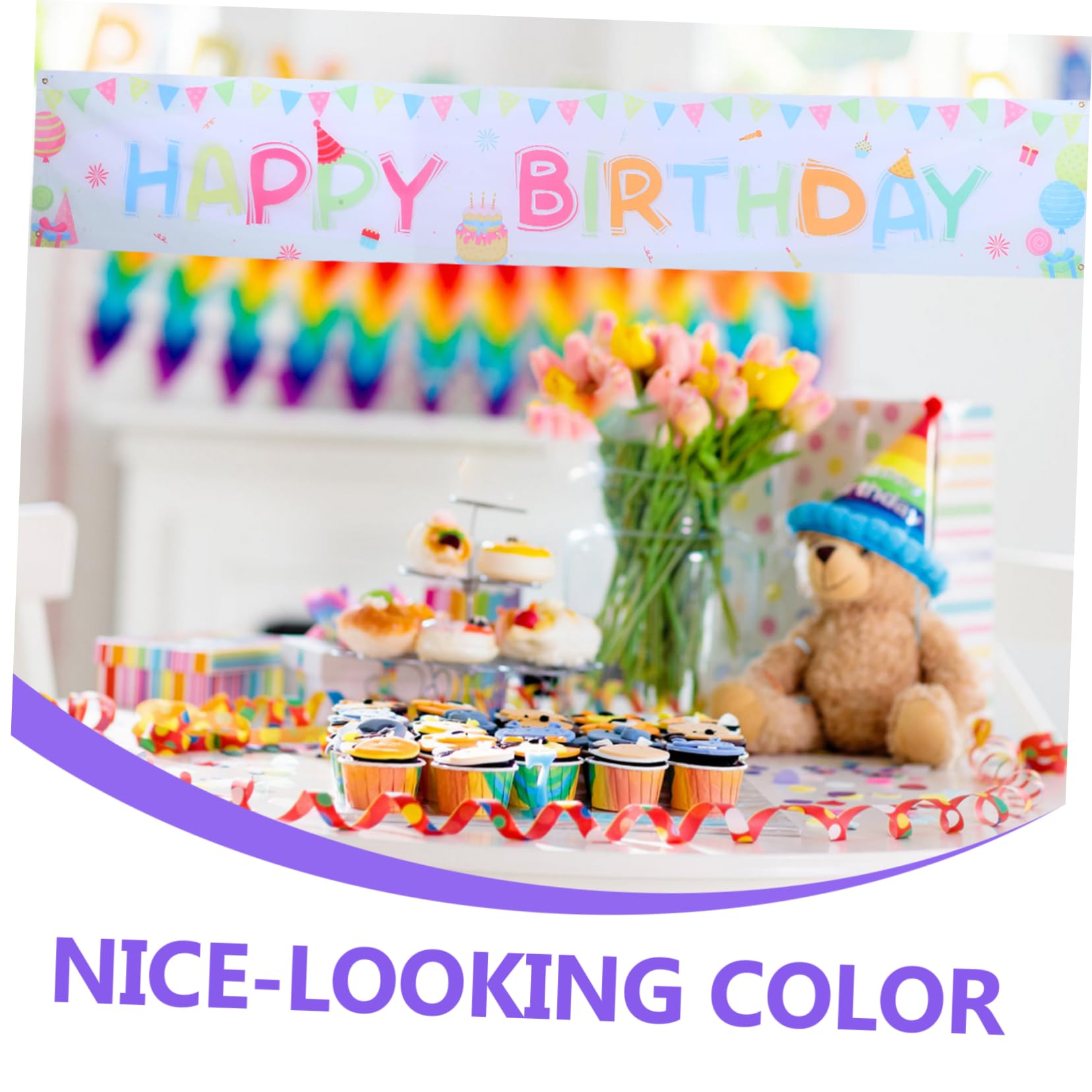 ibasenice 5piezas Pancarta De Cumpleaños Infantil De Decoración Para Fiesta De Cumpleaños Fondo De Fotografía Para Jardín y Celebraciones Diseño y Elegante