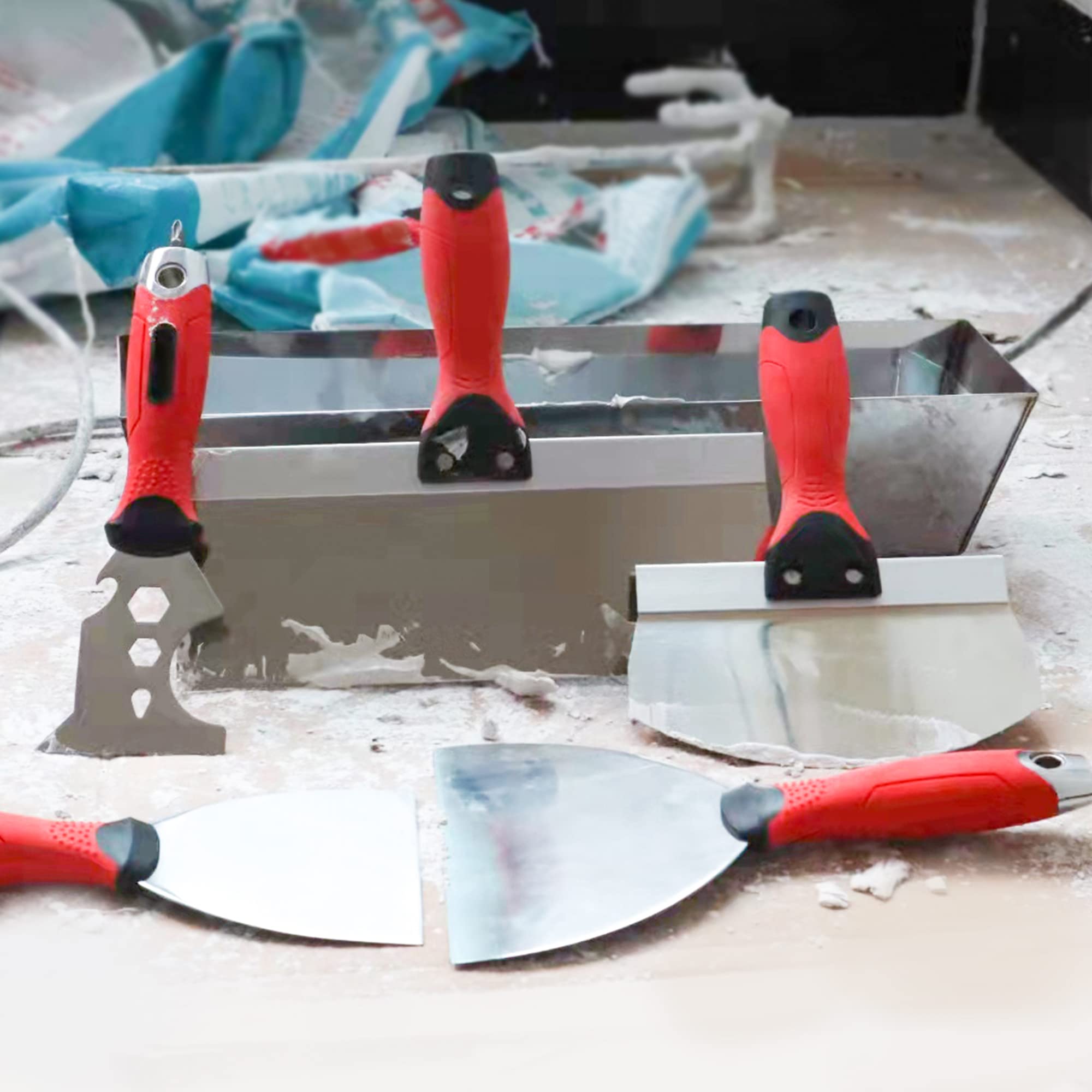 Kit de herramientas de mano para paneles de yeso, juego de cuchillos de masilla de acero inoxidable, incluye cuchillo para juntas de cinta de cuchillo de pintura, raspador de barro