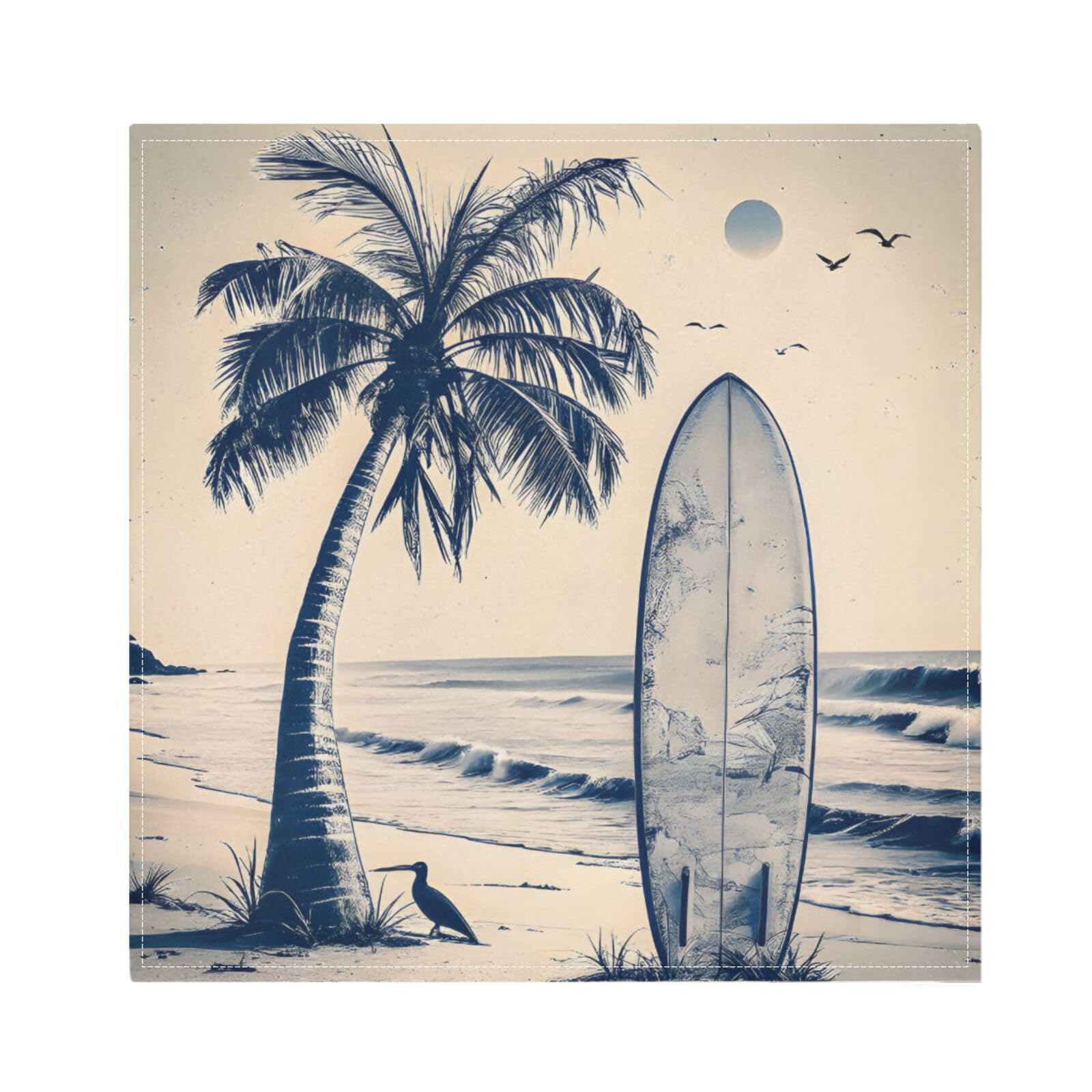 Ttgoth Surfboard Cloth Napkin Set of 4 Washable & Reusable Dinner Napkins for Dining Table, Banquets, Wedding, Party, 50x50 cm