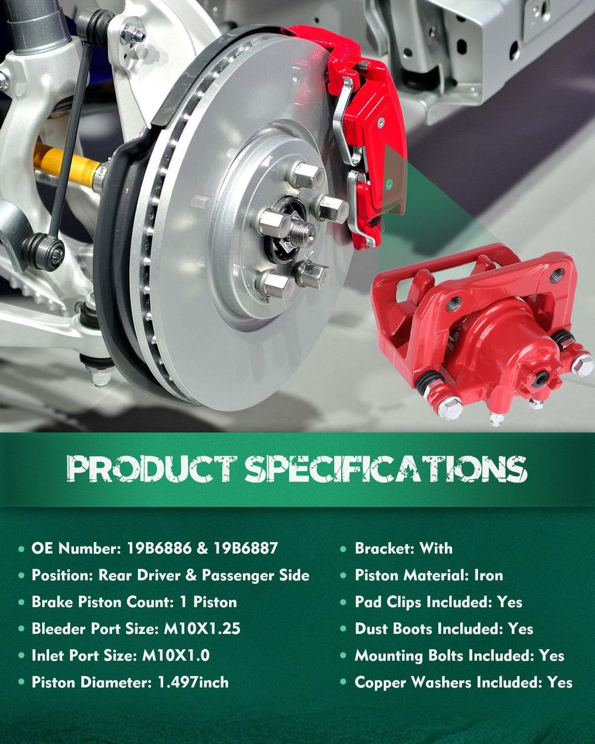 AUTOMUTO Rear Left & Right 19B6886 19B6887 Disc Brake Calipers With Bracket For Acura RDX 2013-2018 For Honda Crosstour 2012-2015 For Honda CR-V 2007-2016