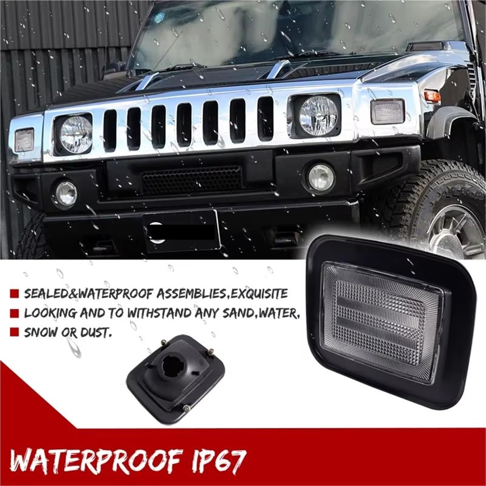 Luces de posición Para Hummer Para H2 2003-2009 Para SUT 2005-2009 Lente Cubierta Luz Intermitente Delantero Coche Carcasas Sin Casquillo Bombilla Intermitentes Laterales(Smoked Lens)