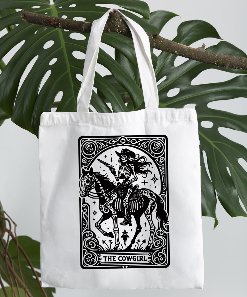 Goth Skull Canvas Tote Bag for Women Girls Halloween Witchy Gifts Work Travel Shopping Tote Bags Grocery Reusable Bags - Image 5