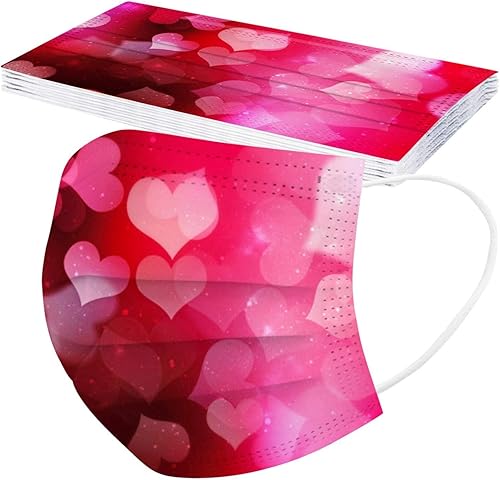Paquete de 10 mascarillas desechables para mujer día de San Valentín antipolvo para adultos vacaciones pasamontañas cubrebocas de diseñador