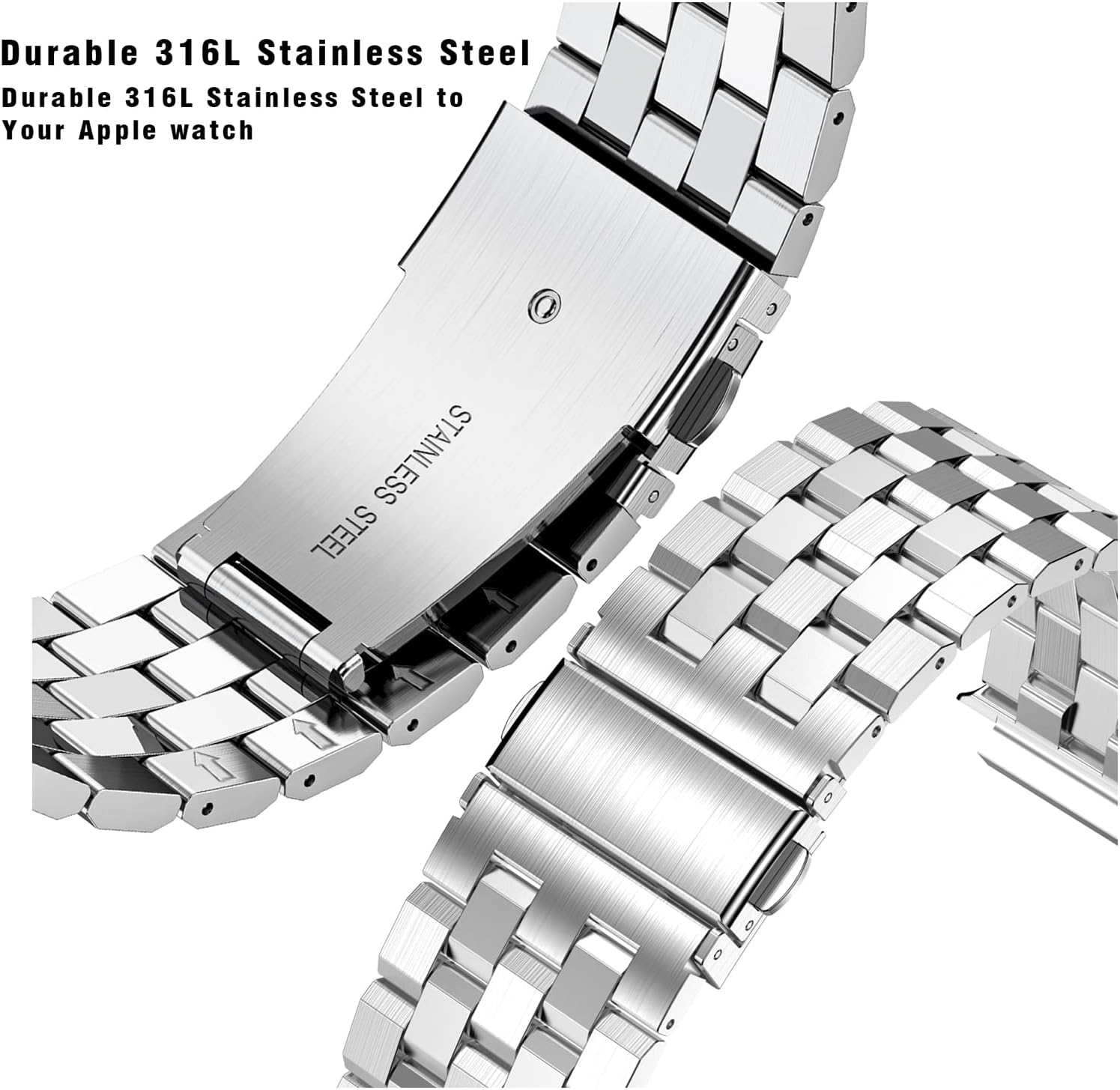 SUPLINK Stainless Steel Case with Bands Compatible with Apple Watch Ultra 2 Band/ 1/ Apple Watch Ultra 3 Band 49mm, Metal Rugged Protective Bumper Adjustable Strap for iWatch Bands Men, Silver - Image 4