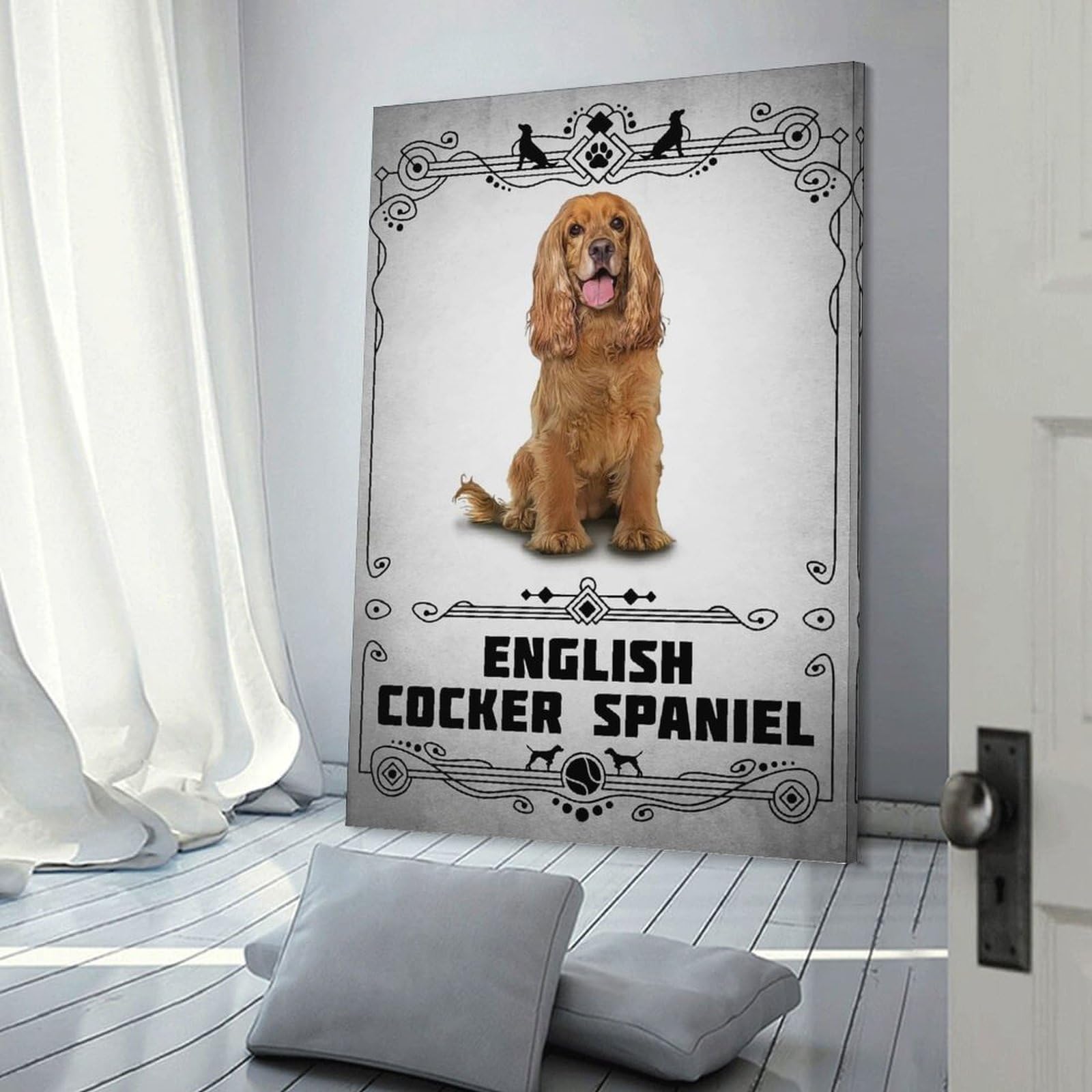 Junmoney Canvas Wall Decor English Cocker Spaniel, 24x36inch(60x90cm), for Restful Interiors, Bedrooms Or Small Rooms, Canvas Wall Decor for Personal Spaces