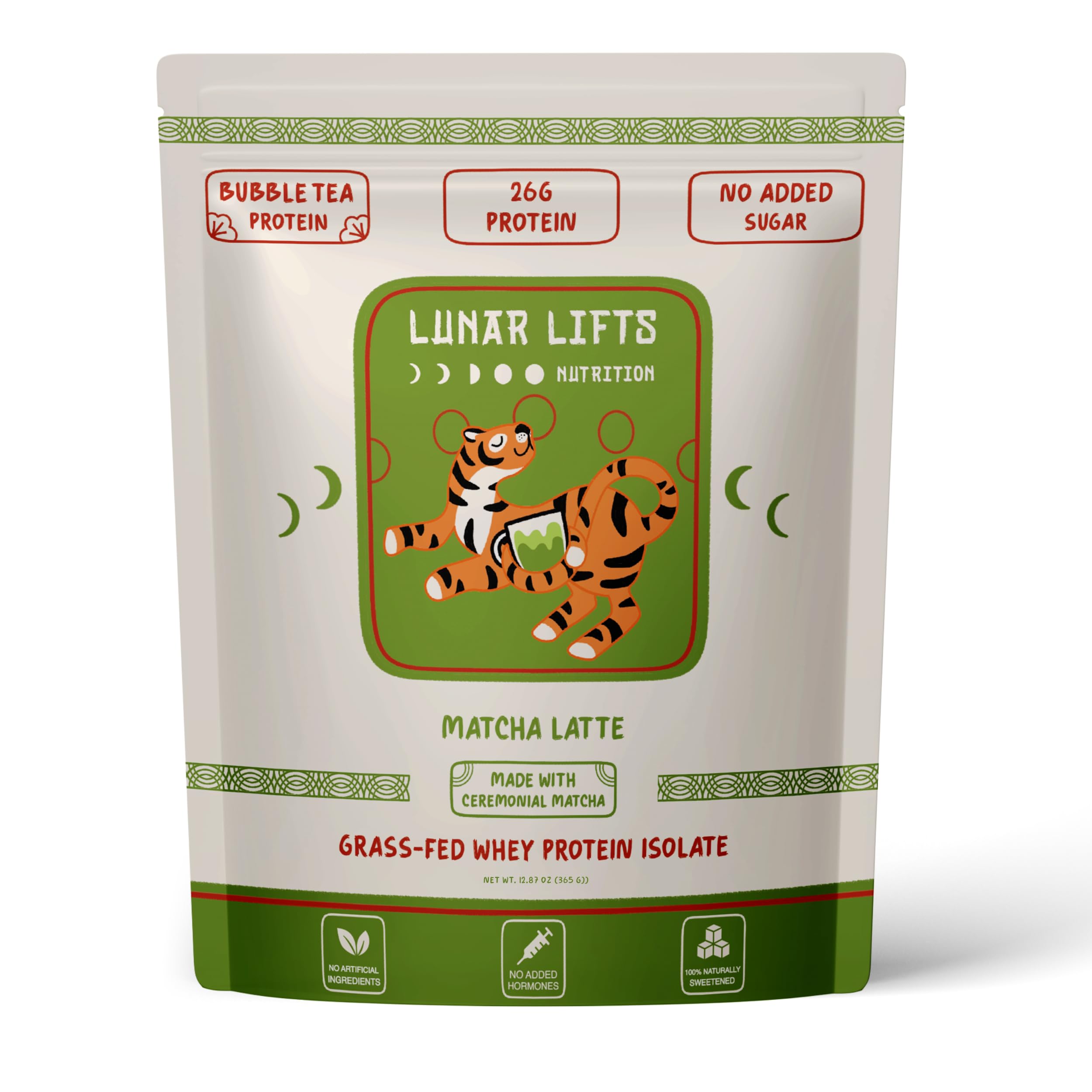 Lunar Lifts Nutrition Whey Protein Isolate com Matcha Latte, 26 g de proteína, 10 porções