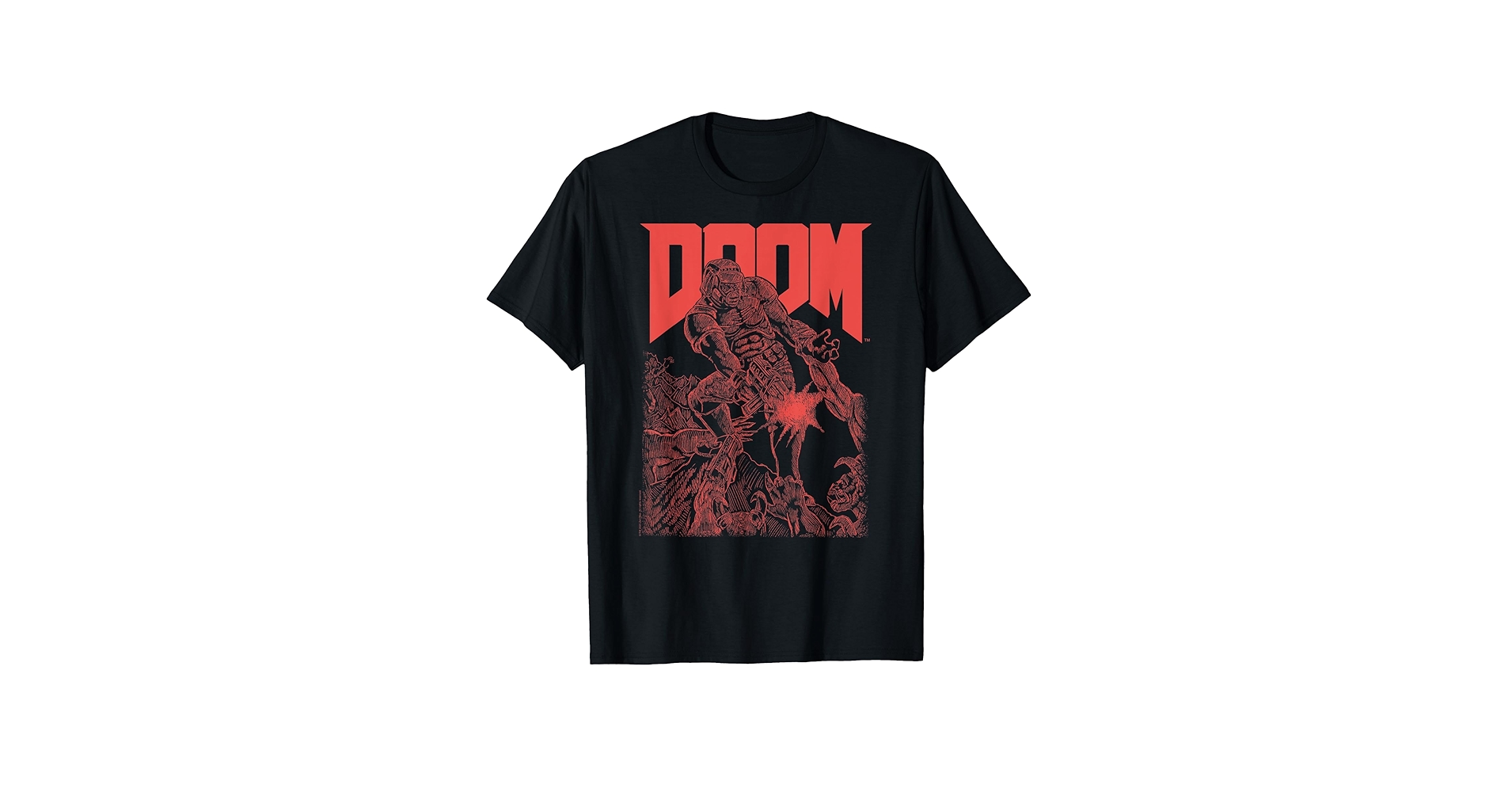 Amazon | DOOM Red Sketched Cover Art Retro Video Game T