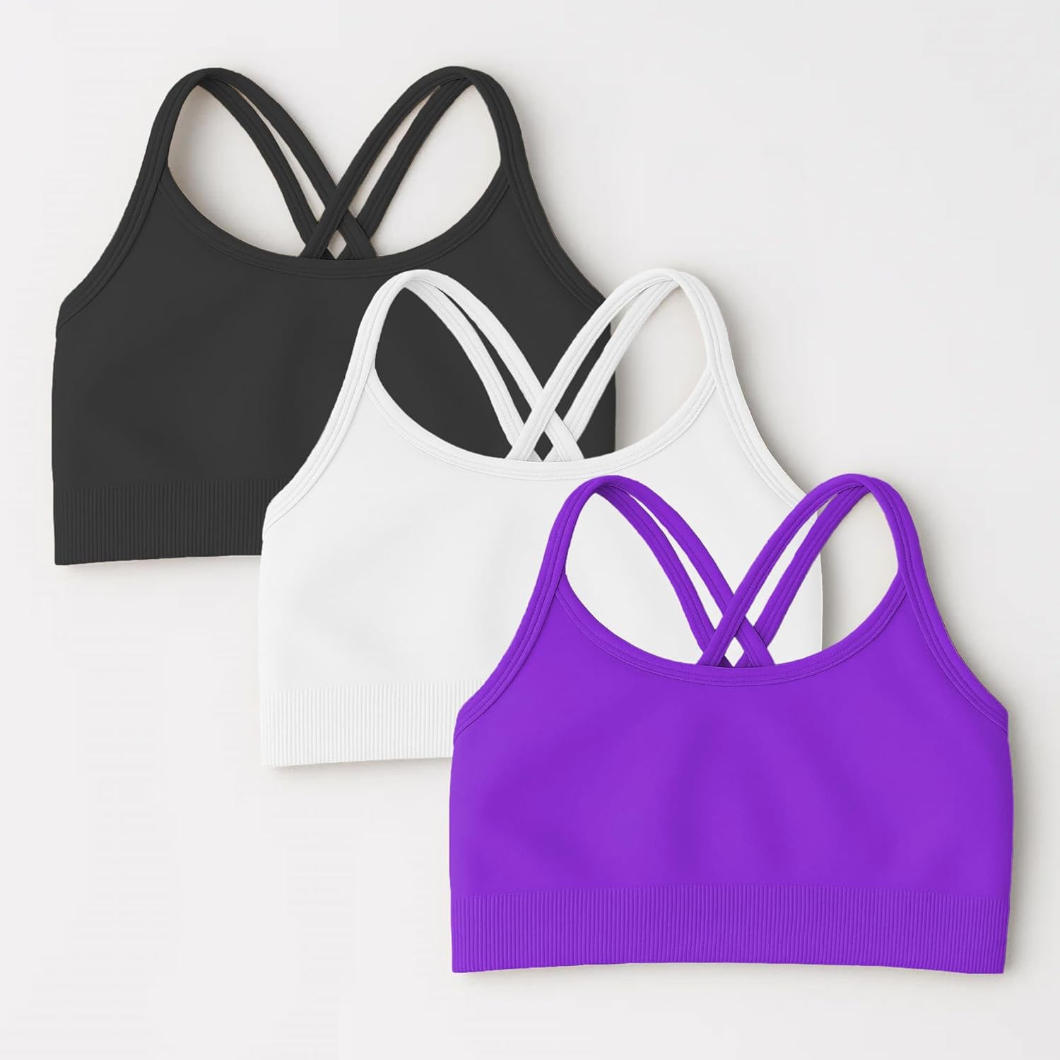 Kurve Girl’s Seamless Strappy Back Stretchy Crop Undershirt Bra, Made in USA