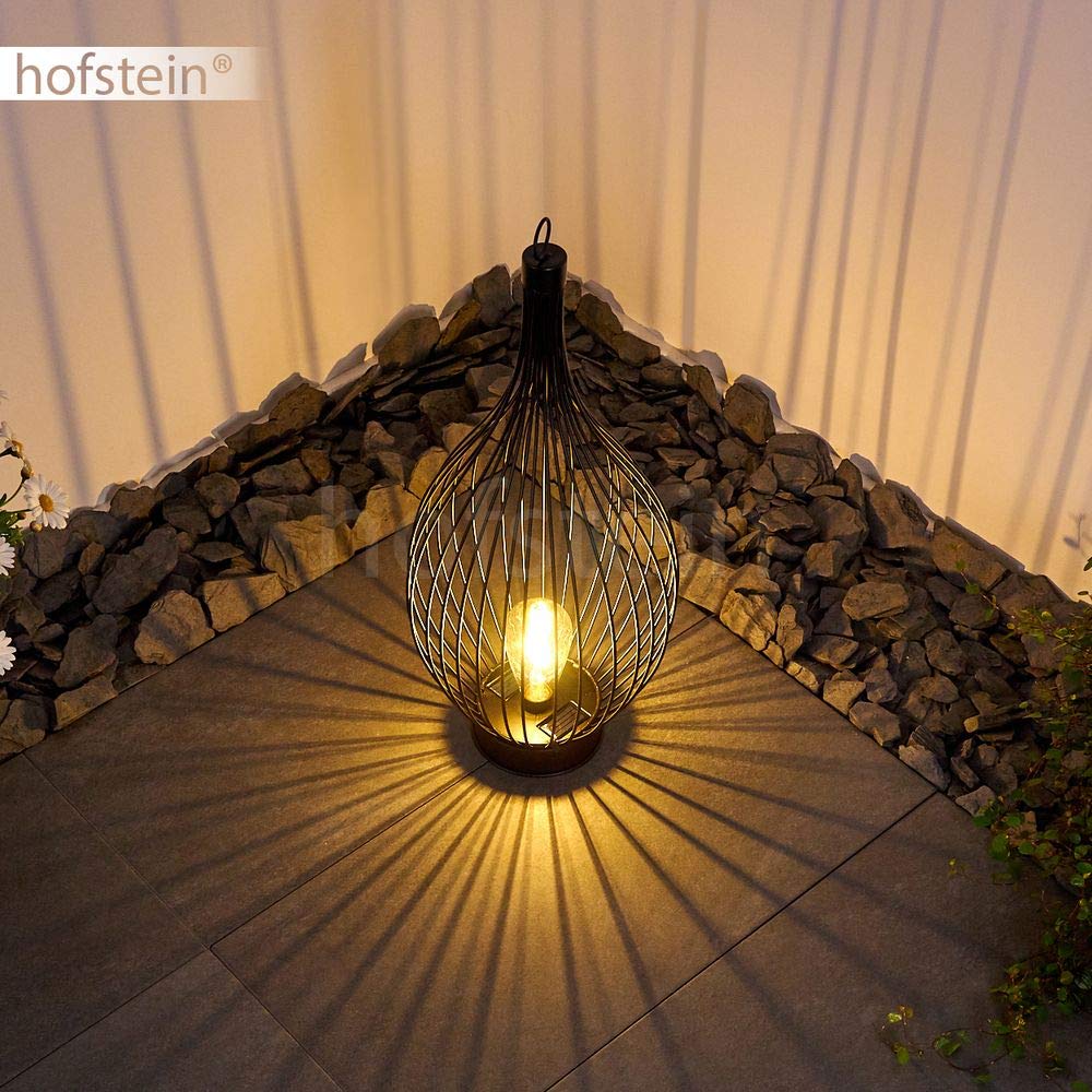 Lampe solaire LED Pasadena en métal noir avec interrupteur intégré, éclairage extérieur 6-8h