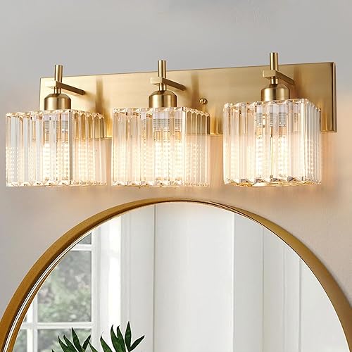 Miniatura 14 de Luces Modernas de Cristal para Tocador de Baño, 3 Luces Accesorios de Iluminación Negro Mate para Baño Sobre Espejo, Lámpara de Pared para Sala de