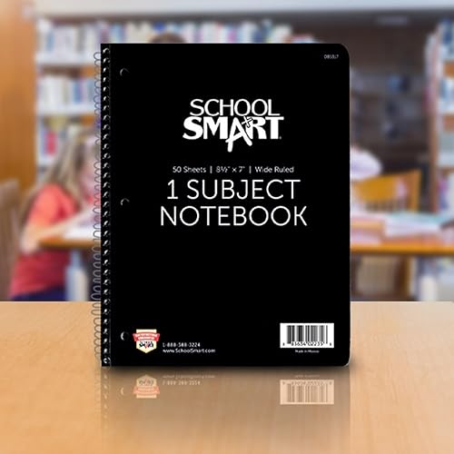 Miniatura 8 de School Smart 085317 Cuaderno de rayas anchas de 1 materia no perforado en espiral, 8-12 x 7 pulgadas (surtido)