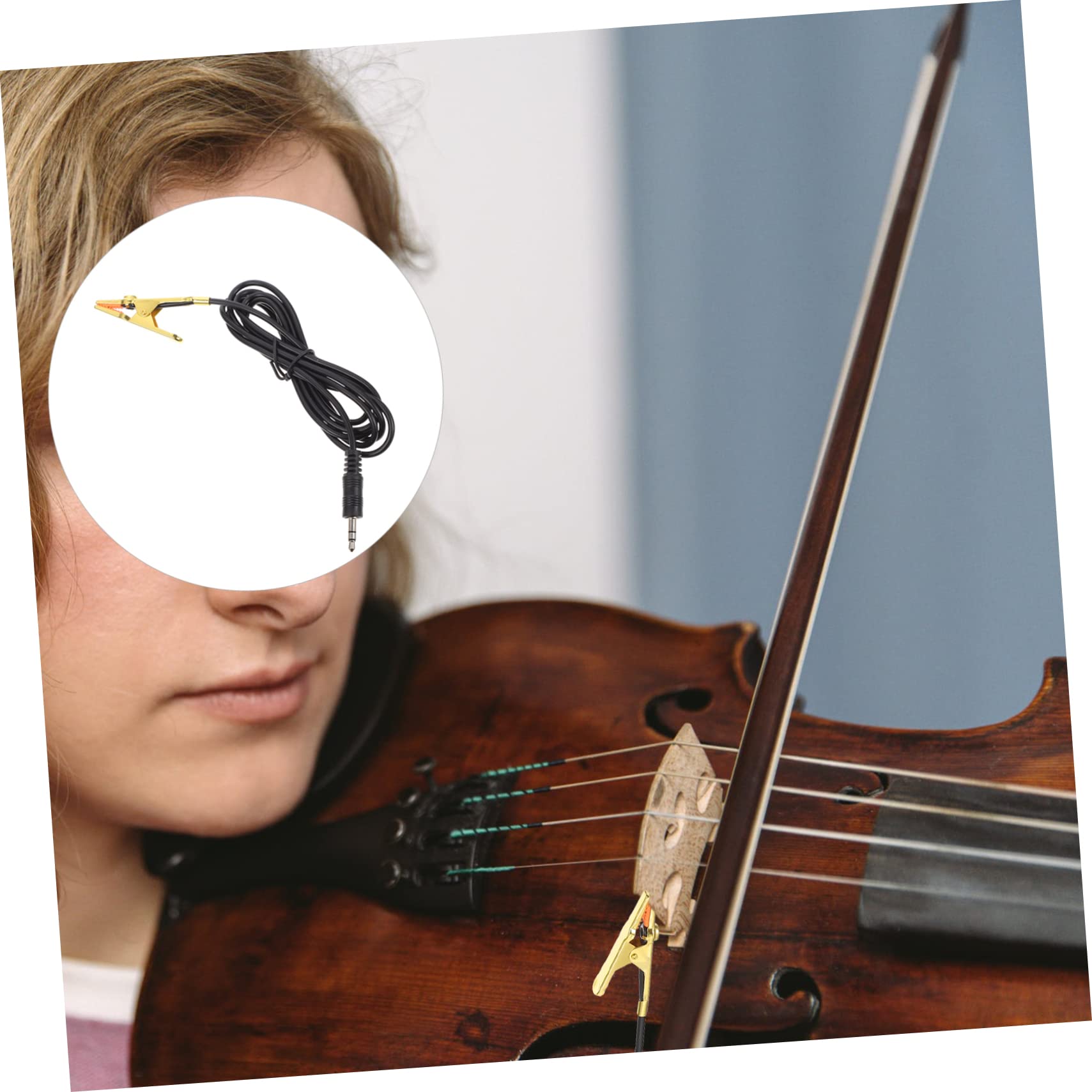 Kisangel Erhu Violin Clip Receiver Microphone Pickup for Flute Violin High Fidelity Sound Durable Cable Easy Installation Compatible with Various Instruments