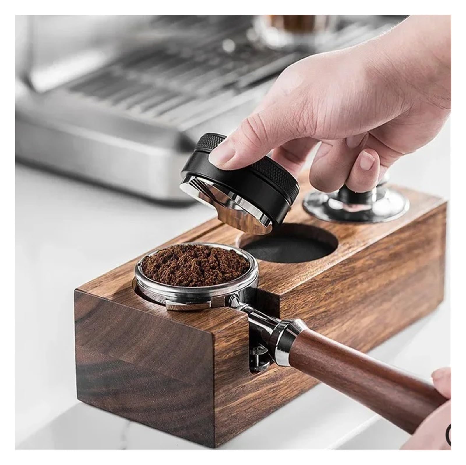Soporte De Estación De Manipulación De Café, Soporte Antideslizante De Madera For Espresso, Almacenamiento De Filtro De Cepillo, Accesorios De Barista