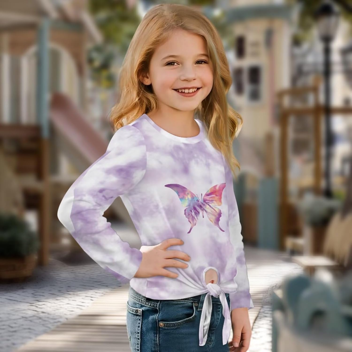 Long Sleeve Shirts for Girls Kids Basic Top Crew Neck Skin-friendly Sweatshirts Comfortable Blouse Size 5-12