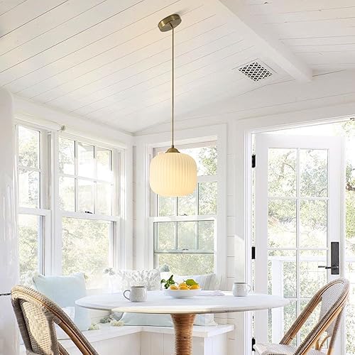 Miniatura 8 de KCO Iluminación moderna de cristal blanco dorado lámpara colgante de latón contemporáneo latón isla de cocina comedor lámpara colgante industrial