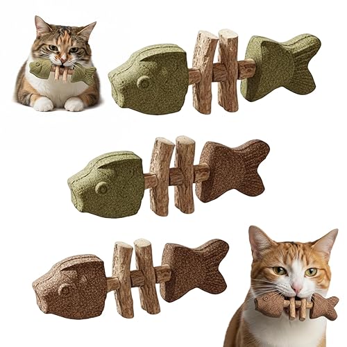 Purrident Cat Chew, 3 Pcs Fishbone Shape Cat Teething Sticks