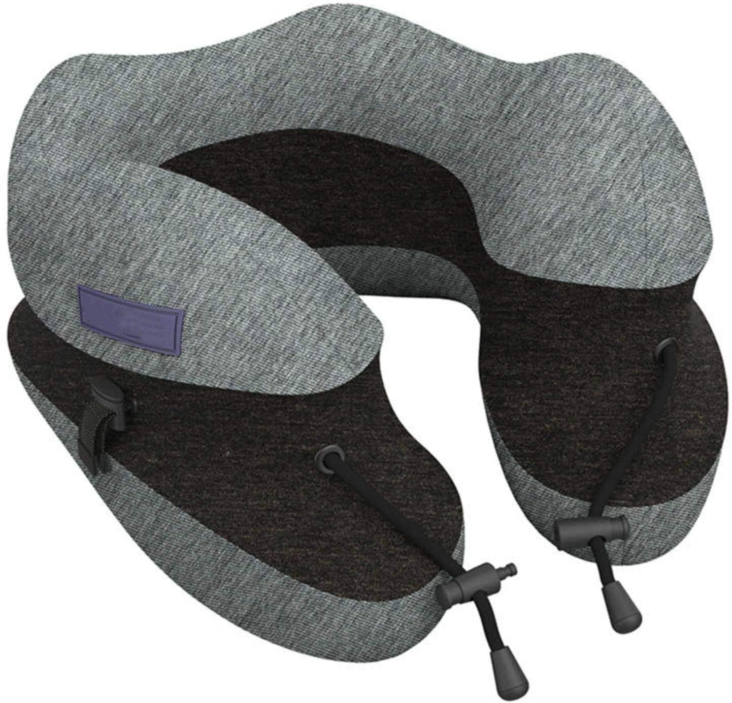Almohada de Viaje 100% Memoria Almohada de algodón, Almohada de Cuello para avión, Almohada de Soporte de Cuello y Cabeza para Descanso para Dormir y Coche, Kit de Almohadas de Viajes, Gris