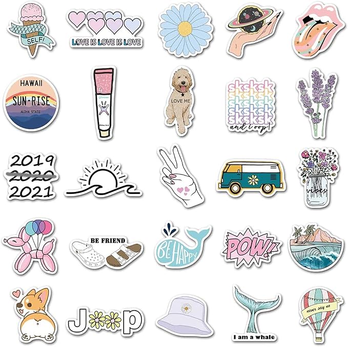 vsco stickers for hydro flask 50 pcs diy cute aesthetic vinyl stickers for water bottles trendy waterproof laptop stickers for kids women trendy aesthetic teen girls gifts vsco girl stuff toys