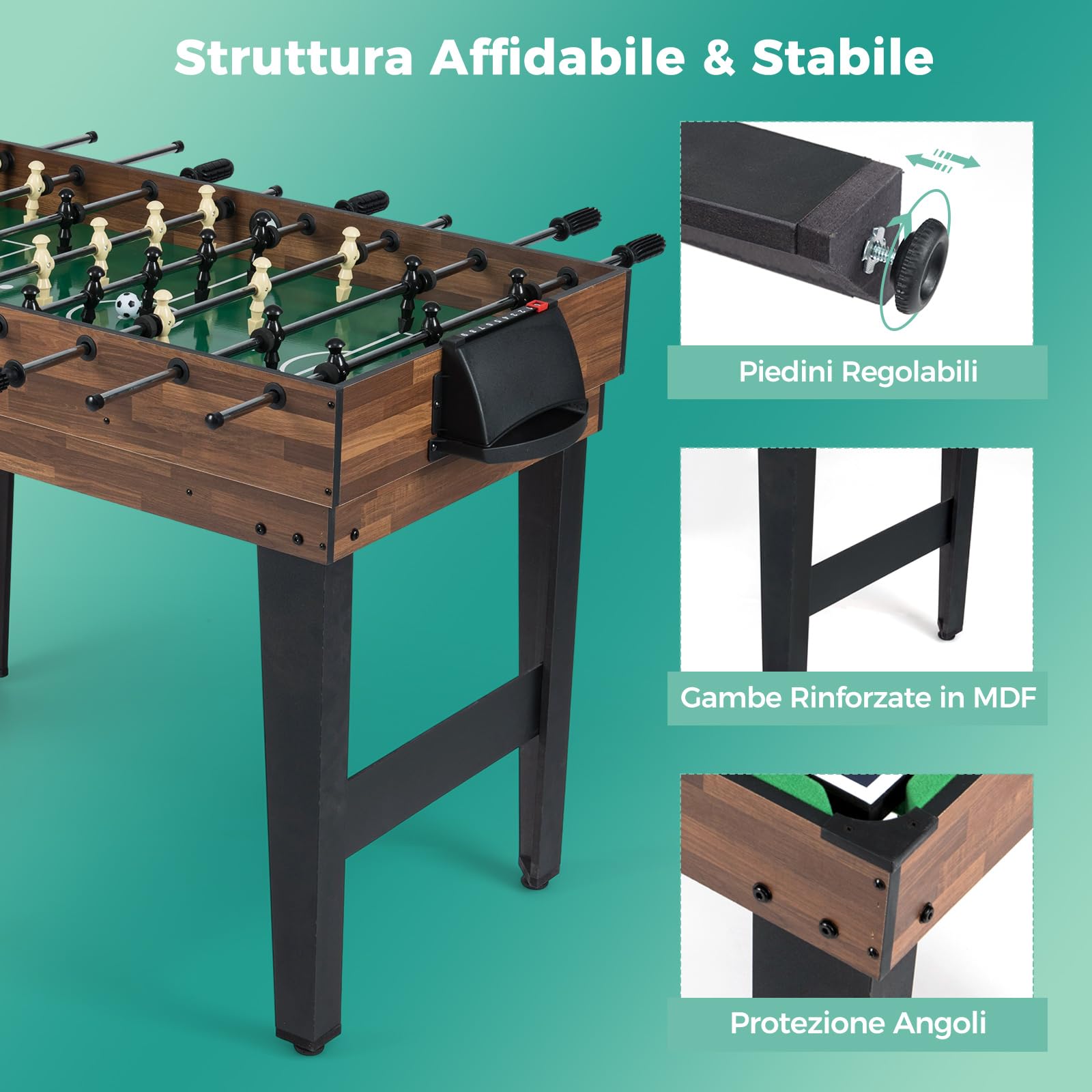 COSTWAY 12 in 1 Set da Tavolo per Giochi Combo, Tavolo Multiuso con Calcio Balilla Air Hockey Biliardo Ping Pong Scacchi Bowling, Set Combinato per Giochi Multipli