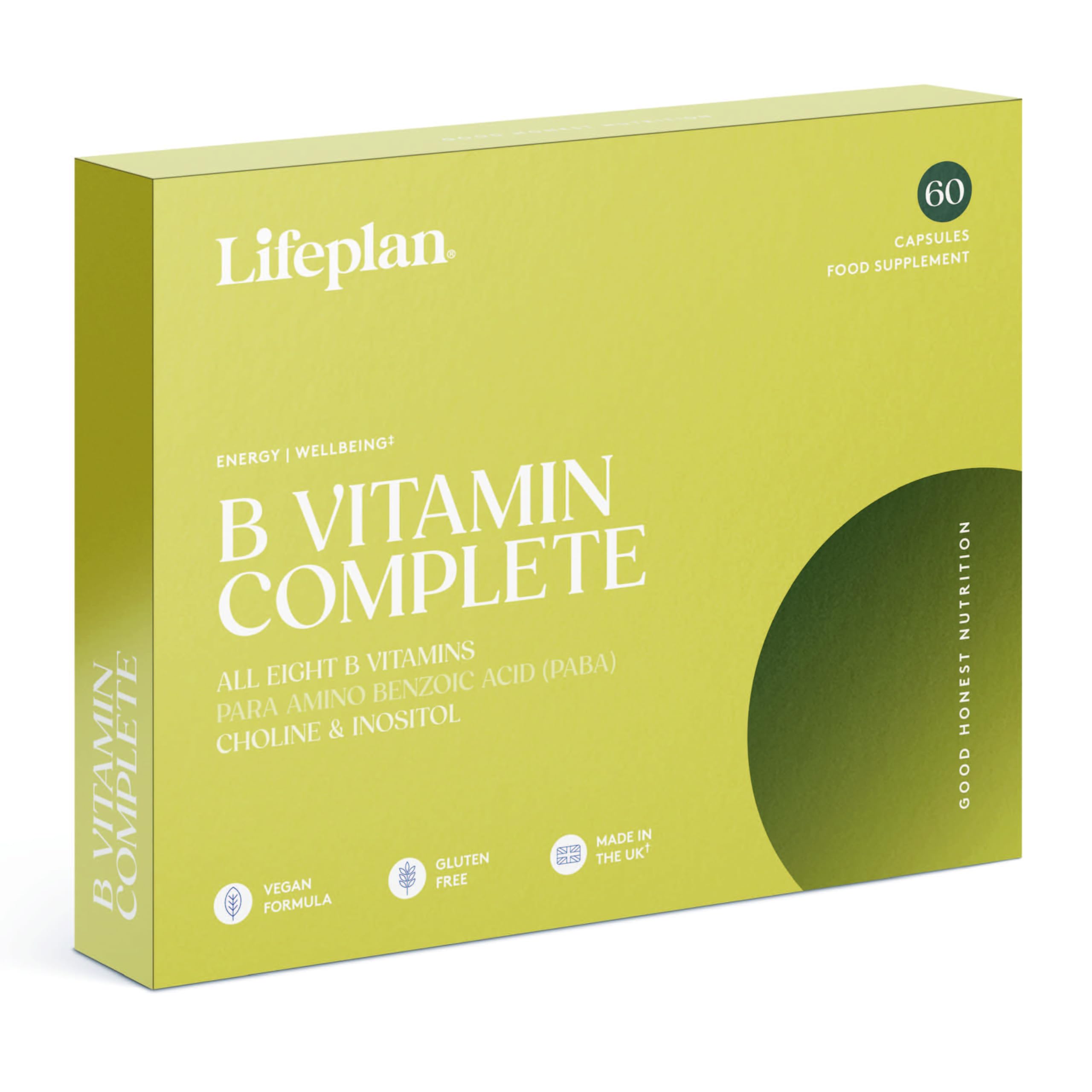 LIFEPLAN B Vitamin Complete 60 Capsules – Vitamin B Complex Supplement – Energy Release, Tiredness & Fatigue Reduction – 81.66g