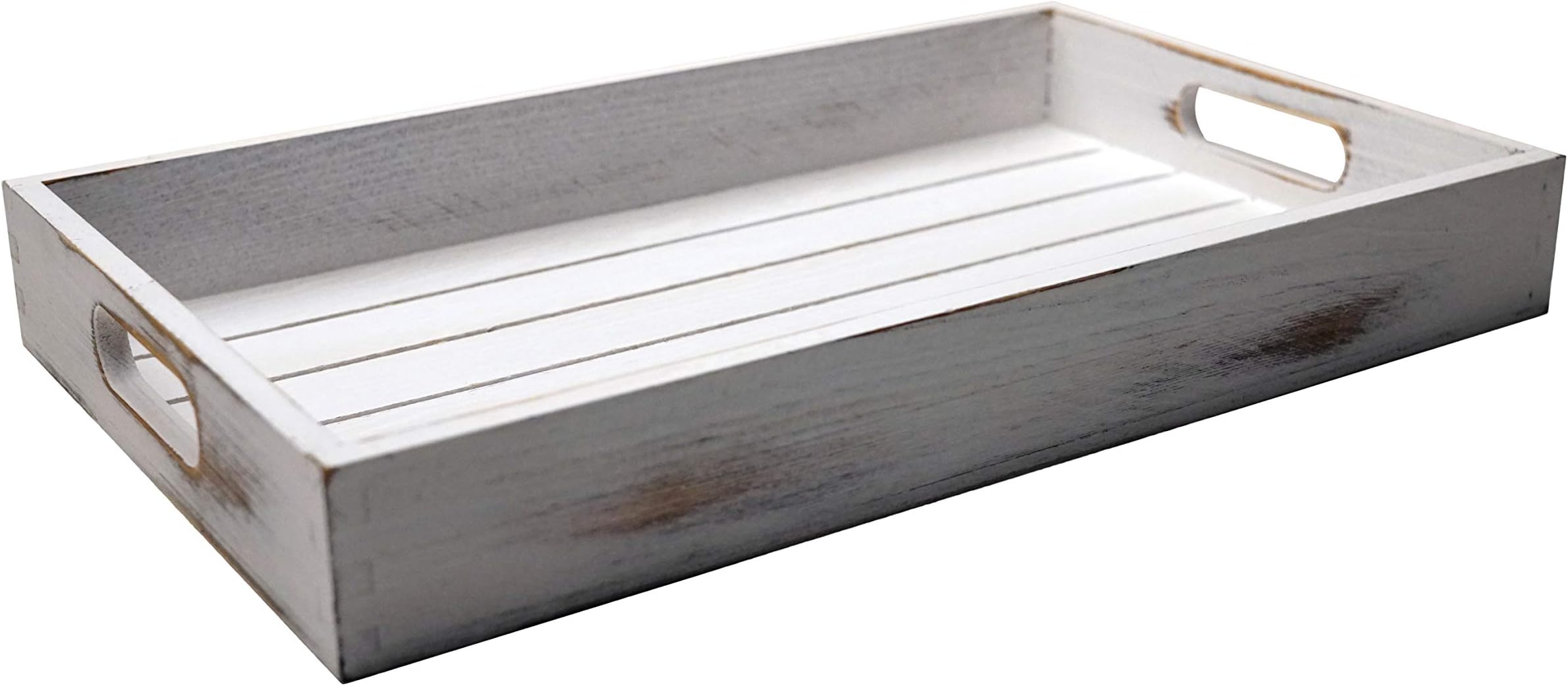 Serving Tray Wood Vintage White Shabby Chic