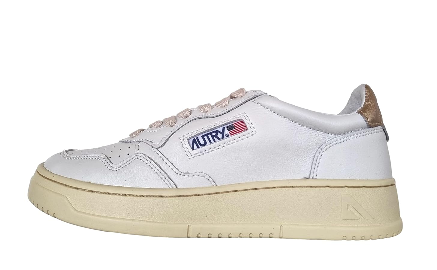 スニーカー AUTRY Women Sneakers AULW LL06 WHT GOLD White Women's Autry Medalist Low White Leather Sneakers, Gold