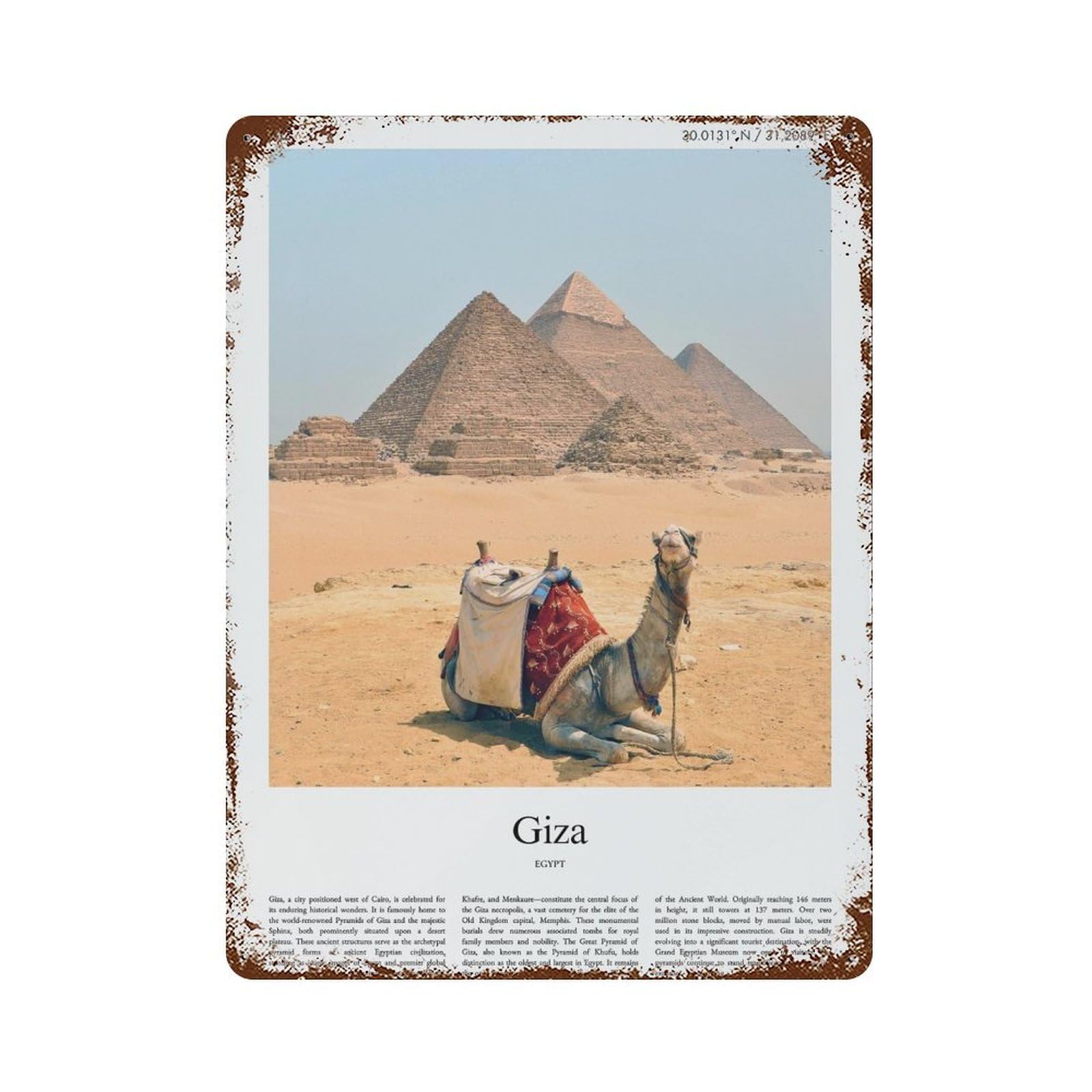 xiaoxiaoshen Giza Egypt City Scenery Wall Decor Art Metal Tin Poster Modern Home Decor Art Home Bar Shop Decorations Vintage Sign 40x30cm